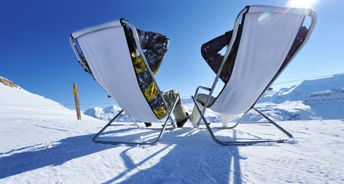 sunchairs on ski resort